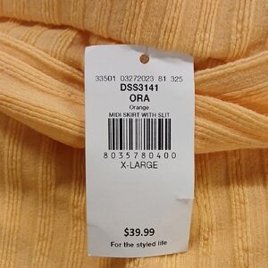 Orange Midi Skirt with Slit